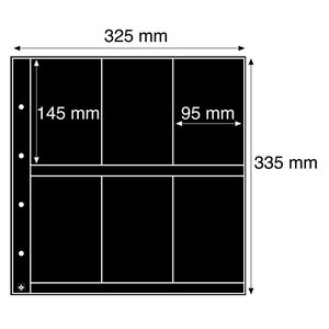 Insert sheets, Black 2-sided use - 2x3 compartments horizontal, Maximum - type 6.S - 18 Rings - Pocket dim: 95x145 mm.
