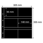 Feuilles de pochettes, Noir Utilisation des 2 côtés - 3x2 pochettes horizontale - LEUCHTTURM, Maximum - type 5.S - 18 Anneaux - Dim. du pochette: 148x95 mm. ■ par 5 pièces.