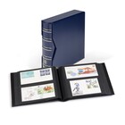 Leuchtturm, Cartes postales, Album DL (relié)  pour 200 cartes (243x133 mm.)  avec 50 feuilles, incl Boite de protection - Bleu - dim: 305x320x97 mm. ■ par pc.