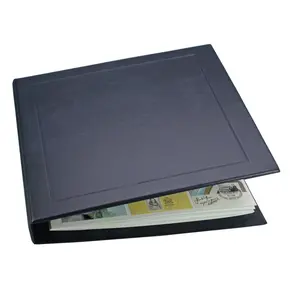 Maxi A4+, Album (4 rings) suitable for Postcards (A6) incl 8 sheets - Blue - dim: 405 x 380 x 55 mm.