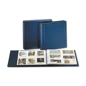 Maxi A4+, Album (4 rings) suitable for Postcards (A6) incl 8 sheets - Blue - dim: 405 x 380 x 55 mm.