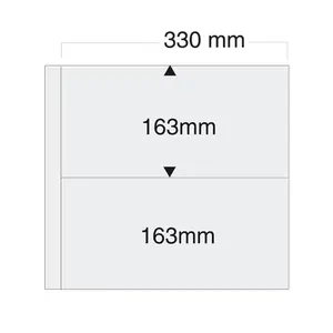 Maxi A4+, Blätter (4 Ringe) 2er Einteilung (330 x 163 mm.) Transp/m. weiße Zwischenfolie für doppelseitige Nutzung - Abm: 350 x 335 mm.