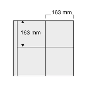 Maxi A4+, Sheets (4 rings) 4 compartments (163 x 163 mm.) Transp/w. white foil for double-sided use - dim: 350 x 335 mm.
