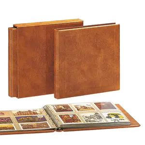 Maxi A4+, Album (4 rings) without content - Light brown leatherette - dim: 405 x 380 x 55 mm.