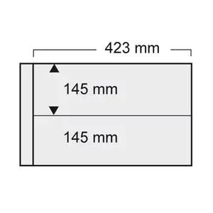 Safe, Spezial A3, Bladen (14 rings)  2 vaks indeling (423x145 mm.)  Transparant - afm: 440x305 mm. â–  per 5 st.