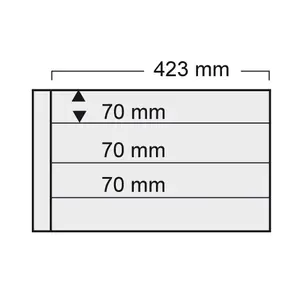Einsteckblätter mit Zwischenblätter, Völlig transparent - 4 Fächer horizontal, Spezial A3 - 14 Ringe - Fach abm: 423x70 mm.