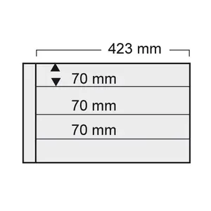 Safe, Spezial A3, Bladen (14 rings)  4 vaks indeling (423x70 mm.)  Transparant - afm: 440x305 mm. â–  per 5 st.