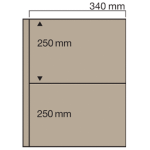 Jumbo A3+, Blätter (4 Ringe) 2er Einteilung (340 x 250 mm.) Transp/m. sandfarbene Zwischenfolie für doppelseitige Nutzung - Abm: 360 x 510 mm.