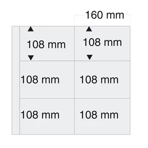 Maxi A4+, Sheets (4 rings) 6 compartments (160 x 108 mm.) Transp/w. white foil for double-sided use - dim: 350 x 335 mm.