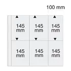 Safe, Maxi A4+, Bladen (4 rings)  6 vaks indeling (100x145 mm.)  Transp/m. witte tussenfolie voor 2 zijdig gebruik - afm: 350x335 mm. ■ per 5 st.