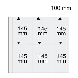 Maxi A4+, Sheets (4 rings) 6 compartments (100 x 145 mm.) Transp/w. white foil for double-sided use - dim: 350 x 335 mm.