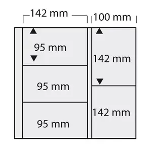 Maxi A4+, Sheets (4 rings) 5 compartments (142 x 95 mm.) Transp/w. white foil for double-sided use - dim: 350 x 335 mm.