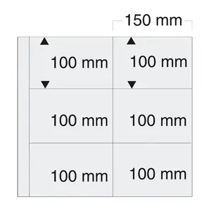 Maxi A4+, Sheets (4 rings) 6 compartments (150 x 100 mm.) Transp/w. black foil for double-sided use - dim: 350 x 335 mm.