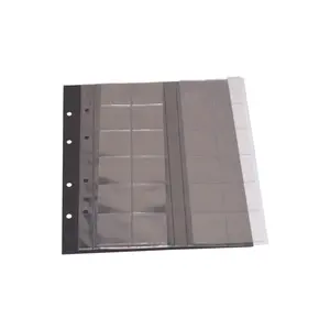 Premium, Blätter (4 Ringe) für Münzen Ø 34 mm. (24 Stk.) Transp. inkl. schwarzer Trennblätter - Abm: 205 x 255 mm.