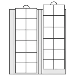 Premium, Blätter (4 Ringe) für Münzen Ø 34 mm. (24 Stk.) Transparent - Abm: 205 x 255 mm.