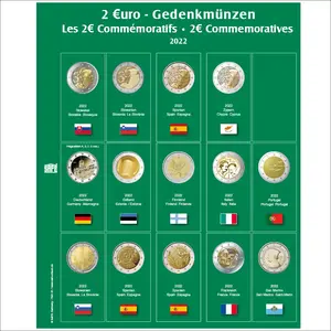 Premium, Bladen (4 rings) voor 2 Euromunten - 2022 blad 31 - Transp. incl. groen voordrukblad - afm: 205 x 255 mm.