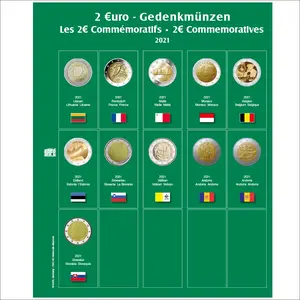 Premium, Bladen (4 rings) voor 2 Euromunten - 2021 blad 29 - Transp. incl. groen voordrukblad - afm: 205 x 255 mm.
