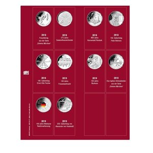 Premium, Sheets (4 rings) for 20 Euro coins - 2018/19 sheet 2 - Transp. incl. Red preprint sheet - dim: 205 x 255 mm.
