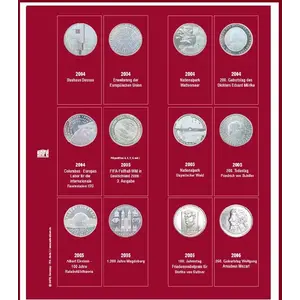 Premium, Blätter (4 Ringe) für 10 Euro-Münzsätze - 2004/06 Blatt 2 - Transp. inkl. rotem Vordruckblatt - Abm: 205 x 255 mm.