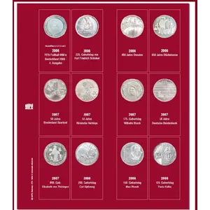 Premium, Blätter (4 Ringe) für 10 Euro-Münzsätze - 2006/08 Blatt 3 - Transp. inkl. rotem Vordruckblatt - Abm: 205 x 255 mm.