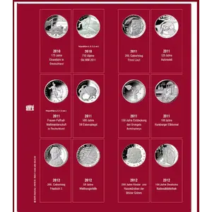 Premium, Blätter (4 Ringe) für 10 Euro-Münzsätze - 2010/12 Blatt 5 - Transp. inkl. rotem Vordruckblatt - Abm: 205 x 255 mm.