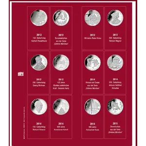Premium, Blätter (4 Ringe) für 10 Euro-Münzsätze - 2012/15 Blatt 6 - Transp. inkl. rotem Vordruckblatt - Abm: 205 x 255 mm.