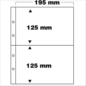 Premium, Blätter (4 Ringe) 2er Einteilung (195 x 125 mm.) Transparent - Abm: 205 x 255 mm.