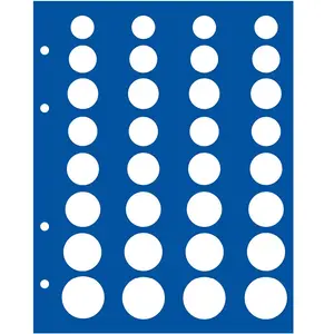 TOPset, Bladen (4 rings) Euromunten sets in capsules (4 sets) Transp/blauw achtergrondblad - afm: 185 x 230 mm.
