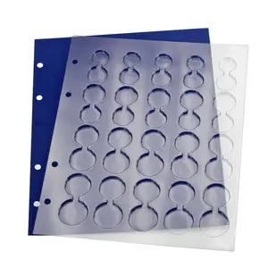 TOPset, Sheets (4 rings) Euro coin sets without capsules (5 sets) Transp/blue background sheet - dim: 185 x 230 mm.