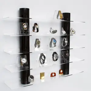 Acrylic, Presentation Etagere with 5 levels - Transp/black - dim: 700 x 160 x 570mm.