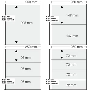 Insert sheets, Fully transparent - 3 compartments horizontal, Garant - 14 Rings - Pocket dim: 250x96 mm.