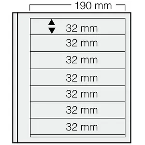 Insert sheets, Champagne - 7 compartments horizontal, Dual - 14 Rings - Pocket dim: 190x32 mm. (Lightly used article)
