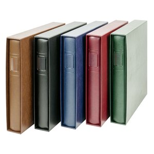 Album Standard (1102Y), incl. boite de protection et sans feuilles - Rouge vin - 18 Anneaux - Dim: 305 x 317 x 50 mm