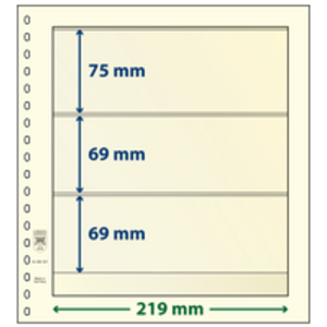 Einsteckblätter - 3 er Einteilung: 219 x 75/69/69 mm - T-Blanco (802307) - Champagne - 18 Ringe