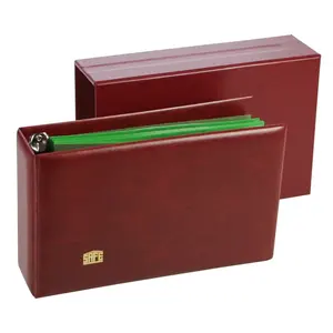 FDC, Album (2 rings) incl 20 sheets - Wine red- dim: 315 x 305 x 50 mm.