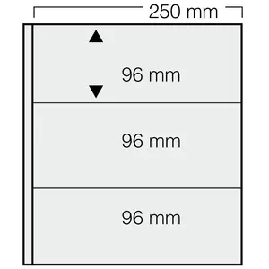 Insert sheets, Black 2-sided use - 3 compartments horizontal, Garant - 14 Rings - Pocket dim: 250x96 mm.