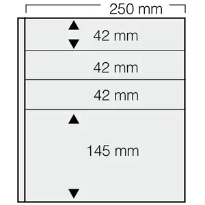 Insteekbladen, Zwart 2-zijdig gebruik - 1 vak horizontaal, Garant - 14 Rings - Vak afm: 250x42, 250x145 mm.