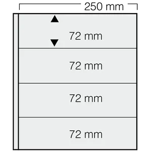 Insert sheets, White 2-sided use - 4 compartments horizontal, Garant - 14 Rings - Pocket dim: 250x72 mm.