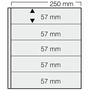 Insert sheets, Black 2-sided use - 5 compartments horizontal, Garant - 14 Rings - Pocket dim: 250x57 mm. (Lightly used article)