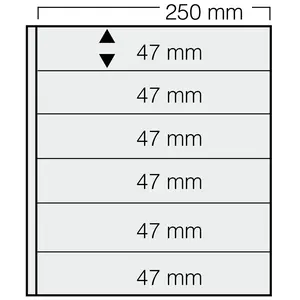 Insert sheets, Black 2-sided use - 6 compartments horizontal, Garant - 14 Rings - Pocket dim: 250x47 mm. (Lightly used article)