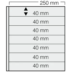 Insert sheets, White 2-sided use - 7 compartments horizontal, Garant - 14 Rings - Pocket dim: 250x40 mm.