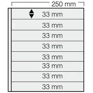 Insert sheets, White 2-sided use - 8 compartments horizontal, Garant - 14 Rings - Pocket dim: 250x33 mm.