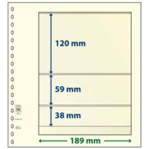 Insteekblad - 3 vaks indeling: 189 x 120/59/38 mm - T-Blanco (802306) -  - Champagne - 18 Rings