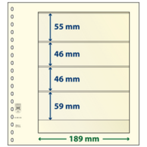 Insert sheets - 4 compartment(s): 189 x 55/46/46/59/ mm - T-Blanco (802404) - Champagne - 18 Rings