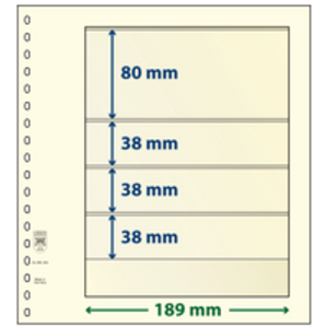 Einsteckblätter - 4 er Einteilung: 189 x 80/38/38/38 mm - T-Blanco (802405) - Champagne - 18 Ringe