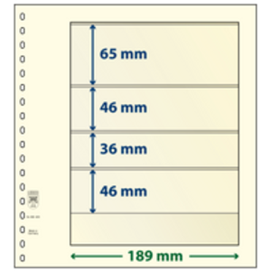 Feuilles de pochettes - 4 compartiment(s): 189 x 65/46/36/46 mm - T-Blanco (802406) - Champagne - 18 Anneaux