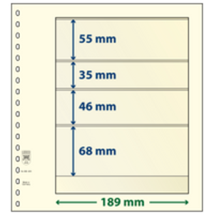 Feuilles de pochettes - 4 compartiment(s): 189 x 55/35/46/68 mm - T-Blanco (802409) - Champagne - 18 Anneaux