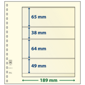 Feuilles de pochettes - 4 compartiment(s): 189 x 65/38/64/49 mm - T-Blanco (802410) - Champagne - 18 Anneaux