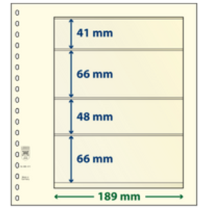 Einsteckblätter - 4 er Einteilung: 189 x 41/66/48/66 mm - T-Blanco (802411) - Champagne - 18 Ringe