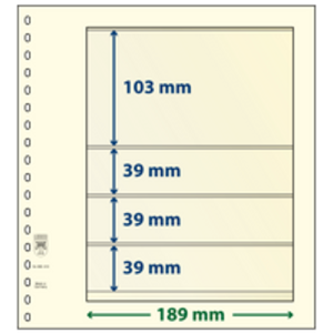 Insert sheets - 4 compartment(s): 189 x 103/39/39/39 mm - T-Blanco (802413) - Champagne - 18 Rings